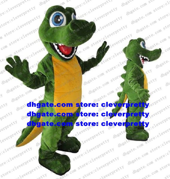 Traje de jacaré de crocodilo verde mascote figurino adulto desenho animado de caráter de caráter de traje de traje e grupo de publicidade foto zx1495