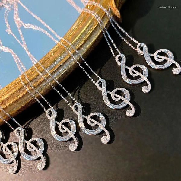 Anhänger Halsketten 2022 Original Tibet Silber Violinschlüssel G Note Aussage Halskette Für Frauen Lange Kette Mode Schmuck