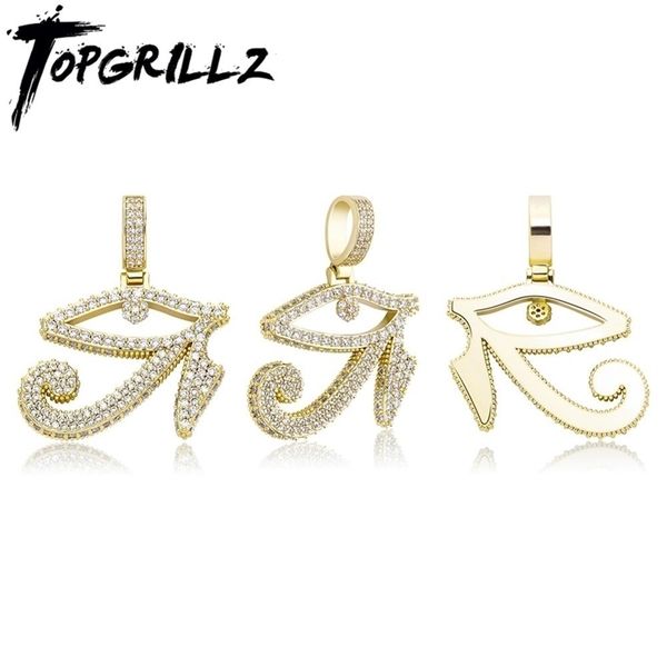 Collane a sospensione topgrillz occhio di collana horus con colore in oro a catena da tennis ghiacciato zirconia cubica hip hop rock gol -geli di moda 221109