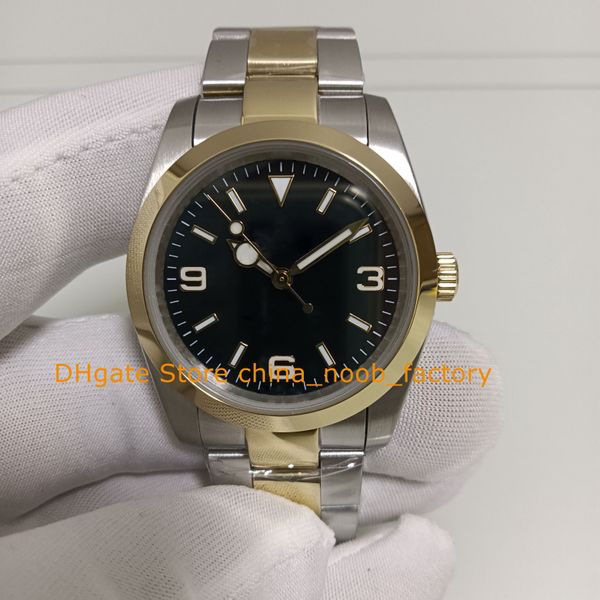 2 Orologio automatico modello in scatola da donna da uomo 36mm quadrante nero cinturino in oro giallo 18 carati orologi da donna meccanici automatici di medie dimensioni