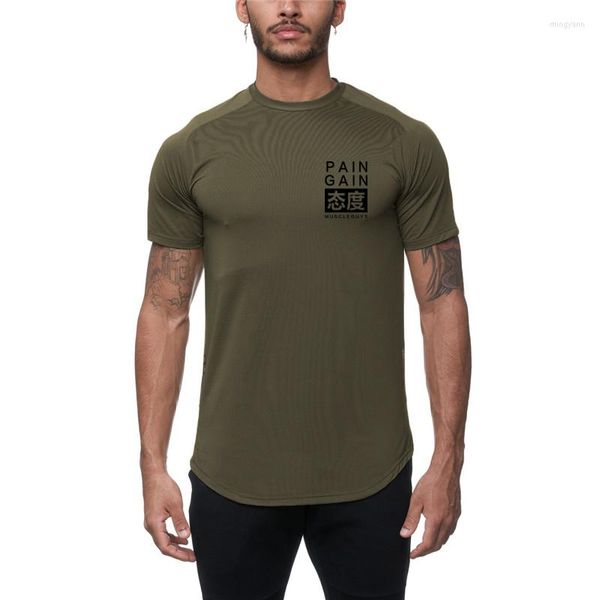 Herren-T-Shirts, trendig, lässig, schnell trocknend, sportlich, cool, sportlich, modisch, Fitness, Mesh-Kleidung, kurzärmelig