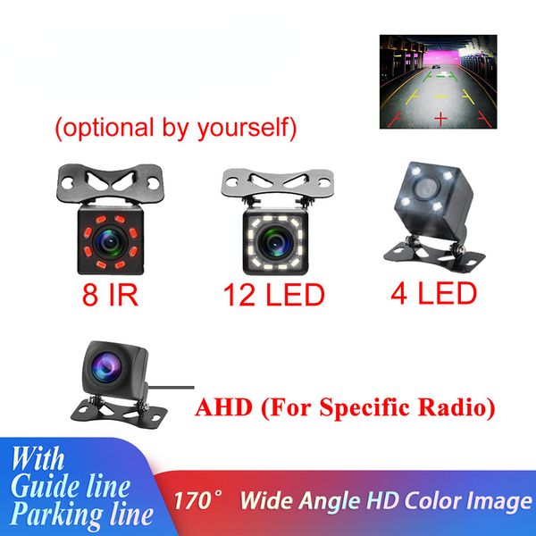 Araba Arka Görünüm Kamerası Evrensel Yedek Park Kamerası 4/8/12 LED 8IR GECE Vizyonu Su Geçirmez 170 Geniş Açılı HD Renk Görüntüsü