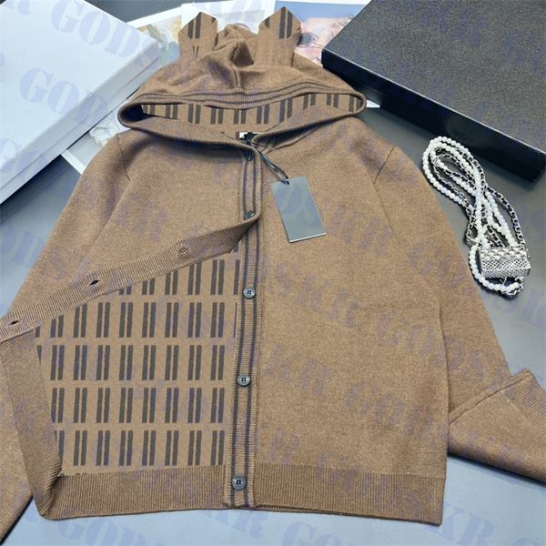 Designer Brown suéteres Cardigan Casaco de manga comprida com orelhas de coelho Capas de suéter de malha macia