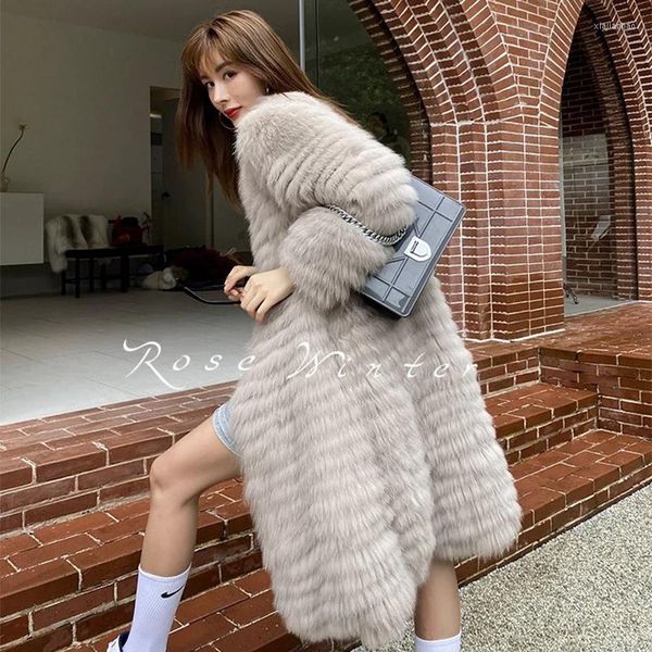 Pur 2022 feminina feminina feminina Faixa de inverno costurou Toghter Long Long Jacket Outerwear Casat Length 95cm