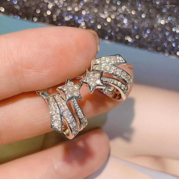 Brincos de backs clipe de estrela de corte de primavera para mulheres de casamento cubic zirconia brinco de jóias dependência e6830