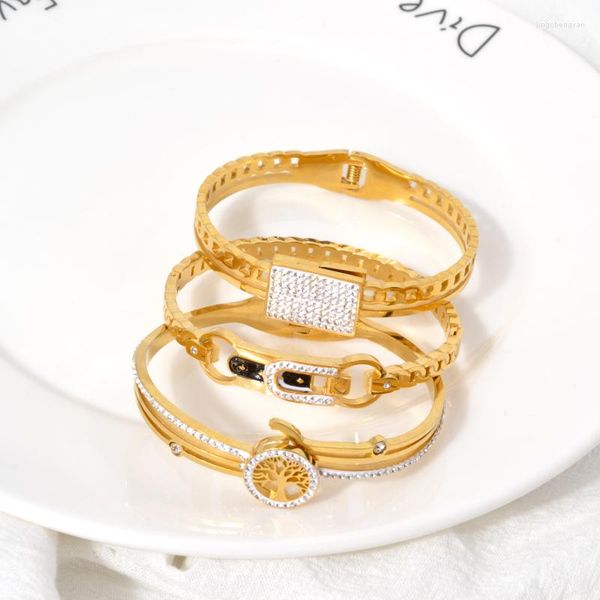 Braccialetto Diana Baby Gioielli Moda Individualità Geometria Bracciale per donna Colore oro 18 carati Acciaio inossidabile Regalo per feste di alta qualità