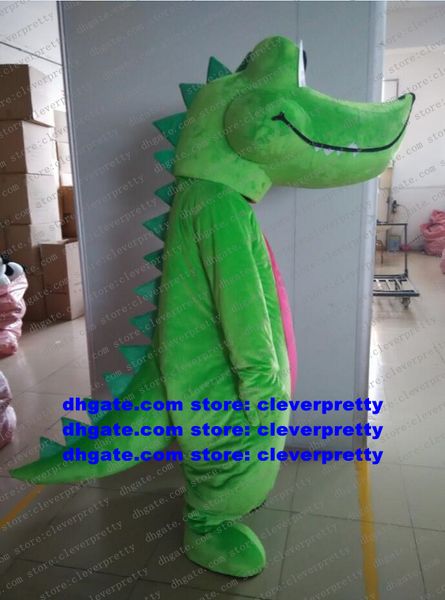 Traje de jacaré de crocodilo verde mascote figurino adulto desenho animado de caráter de caráter de traje de promoção embaixador conferência foto zx1943