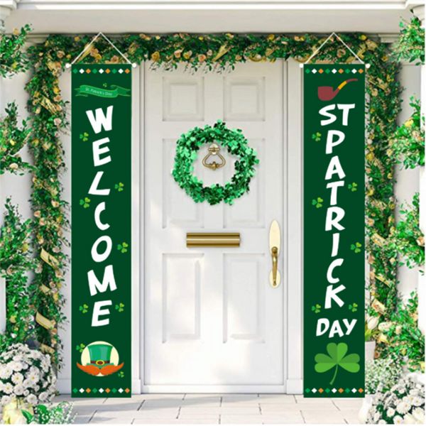 St. Patrick's Day Party Dekoration Türvorhang Saint Patrick Green Clover Banner Irish Couplet Flag Home Ornaments CPA4452 tt1111