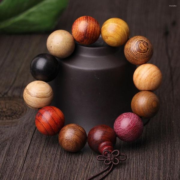 Carattere cinese fatto a mano Bracciale in legno buddista 15/18/20mm perline di sandalo uomini bracciali Wenge Lucky Jewelry