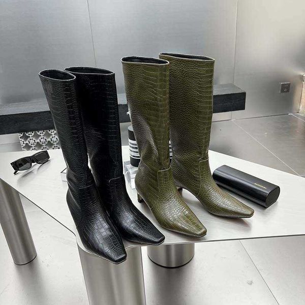 Moda feminina botas de couro sapatos de inverno coxa botas de salto alto feminino salto grosso zíper lateral outono inverno novo preto chelsea na altura do joelho largo