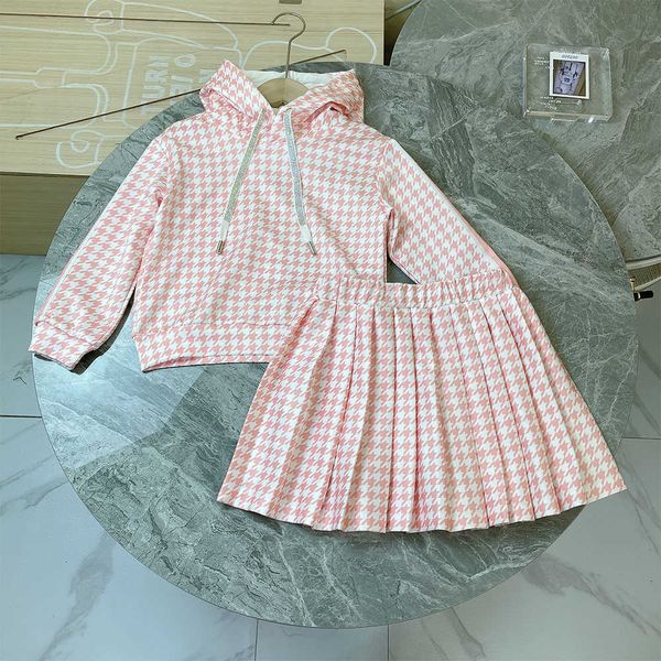 Autumn's Children's Wear Girl's Set's Set Migliaia di uccelli Grid Design Design Party Birthday's Princess Skirt G220810