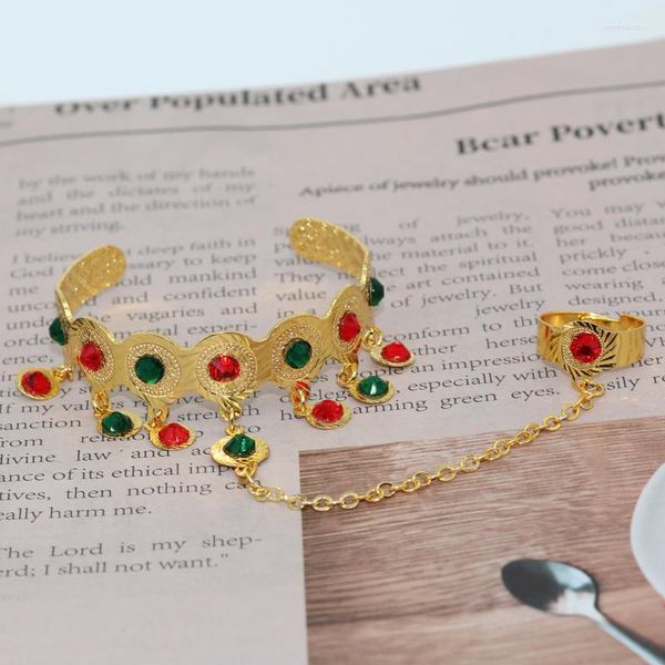 Pulseiras de moedas infantis em Bangle na África de Dubai anéis de pedras preciosas coloridas para WWOMEN O Oriente Médio e o presente de casamento da Índia