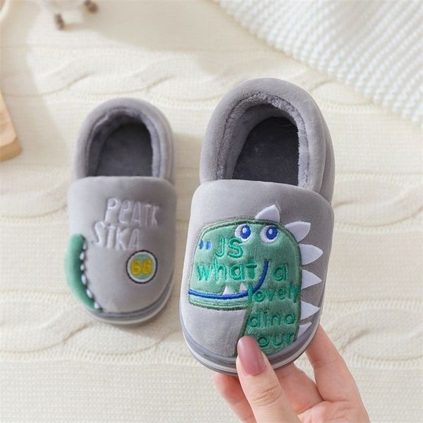 Slipper Winter Dinosaur Pantofole per bambini per ragazzi Grils Infradito Soft antiscivolo Bambini Home Baby Warm Cotton Indoor Shoes 221110