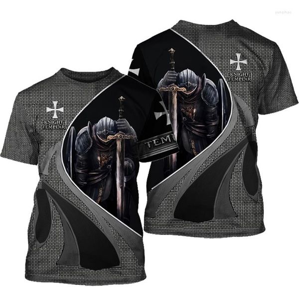 T-shirts pour hommes Crusader Knight Mode Été Tendance T-shirt Impression 3D Viking Myth Street Harajuku Casual Confortable Lâche Oversize Top