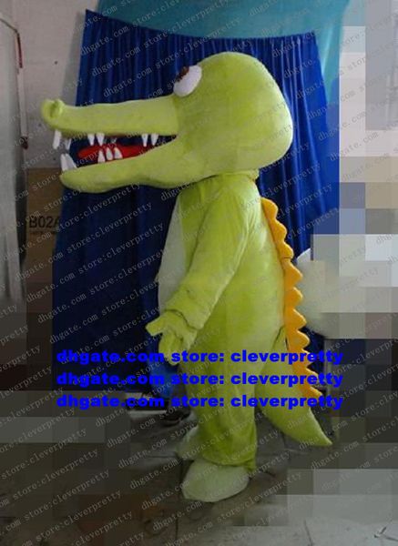 Traje de jacaré de crocodilo verde mascote de traje de caráter de desenho animado de caráter de caráter de caráter celebração comemoração de beleza zx818