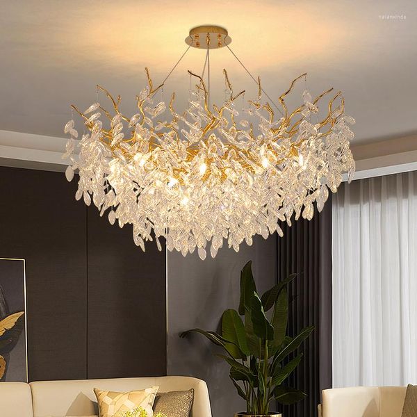 Candeliers ramos americanos Crystal Modern French Romantic Lustrelier Lights Freptlet Luxuado Pingente Redondo Luxo