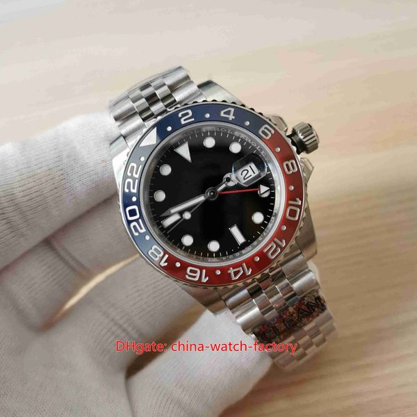 Orologio da uomo CLEAN Factory 40mm GMT 126710 126710BLRO Pepsi Lunetta in ceramica Orologi Bracciale Jubilee CAL 3285 Movimento meccanico automatico per orologi da polso da uomo LB