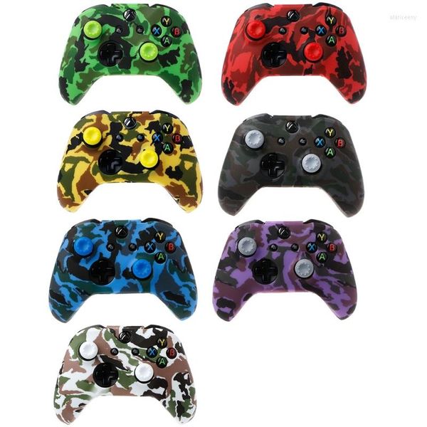 Controladores de jogo Camuflage Silicone Gamepad Capa 2 Caps de joystick para Xbox One X S Controlador