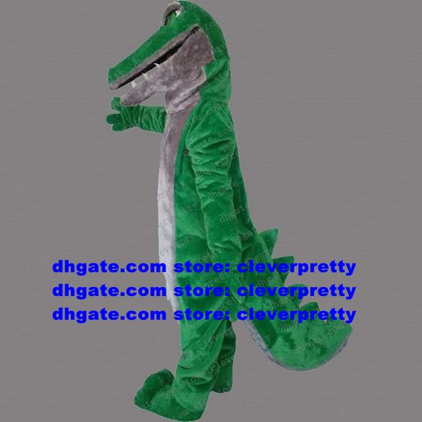 Traje de jacaré de crocodilo verde mascote figurino adulto desenho animado de caráter traje berçário da escola atrair popularidade ZX911