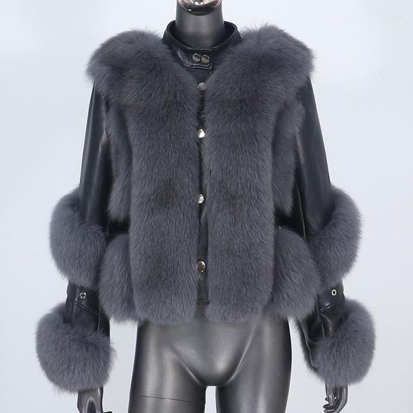 Женская меховая голубость 2022 настоящая пальто зимняя куртка женщин натуральная подлинная кожа