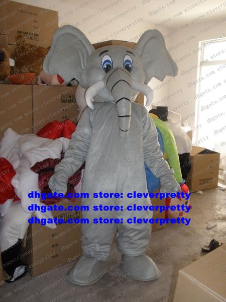 Traje de mascote elefante de elefante cinza, trajes de caráter de caráter adulto, trajes de celebração vestidos como mascotes ZX906