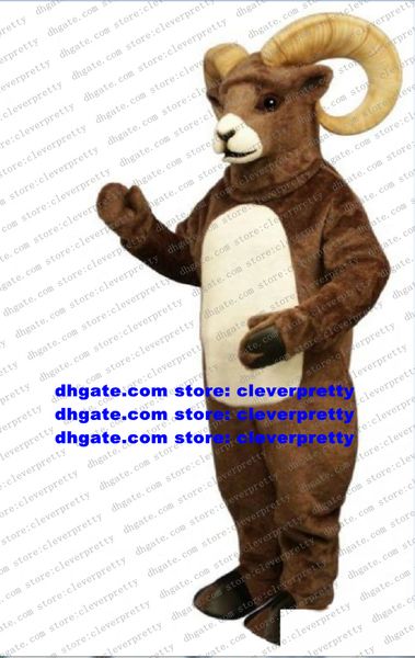 Brown Long Fur Bighorn Sheep Ram Mascot Costume Antilope Gazzella Capra Personaggio dei cartoni animati Riunione Benvenuto Ognissanti zx1545