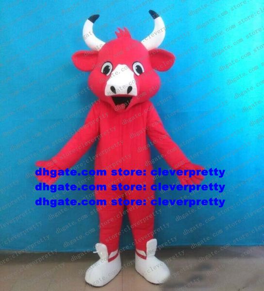 Red Kerbau Buffalo Bison Mascot Costume Wild Ox Bull Bovini Vitello Personaggio dei cartoni animati Cerimonia di nozze Attività della società zx1197