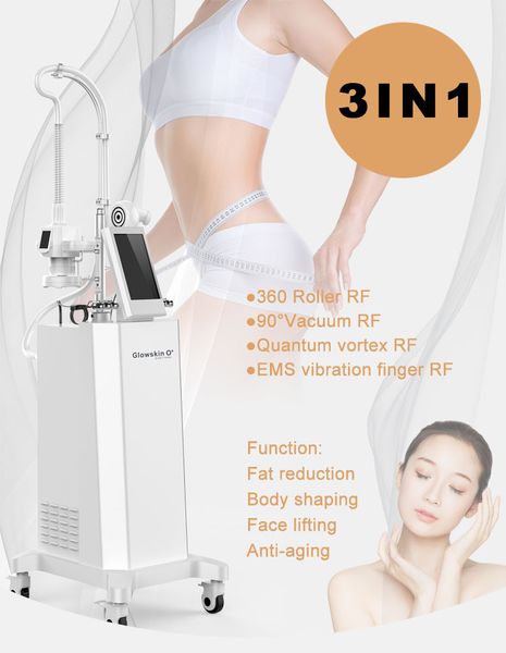 4 in 1 360-Grad-Rotation RF-Schlankheits-Fettverbrennung Goldenes Ems-Fingermassagegerät Vakuum-RF-Rolle Rotierende Radiofrequenz-LED-Licht-Cellulite-Reduktionsausrüstung