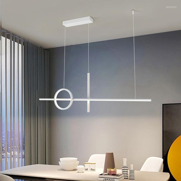 Pendelleuchten Nordic Einfache LED-Deckenleuchter Tisch Esszimmer Küche Minimalistischer langer Streifen Kreatives Spotlight Design Licht Luxus