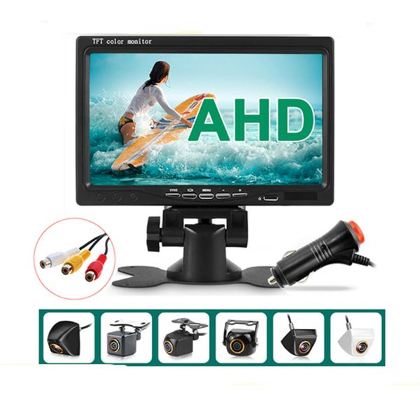 AHD 1080P 7 polegadas IPS Screen Video Video Monitor Câmera CCTV Sistema de estacionamento de vigilância com cigarro Supplência de alimentação mais clara