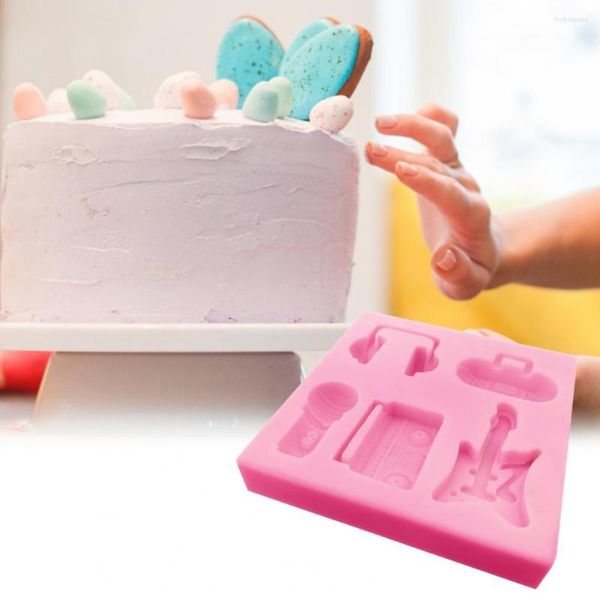 Moldes para hornear con estilo fondant molde sin olor lavable ecológico radio micrófono guitarra auriculares