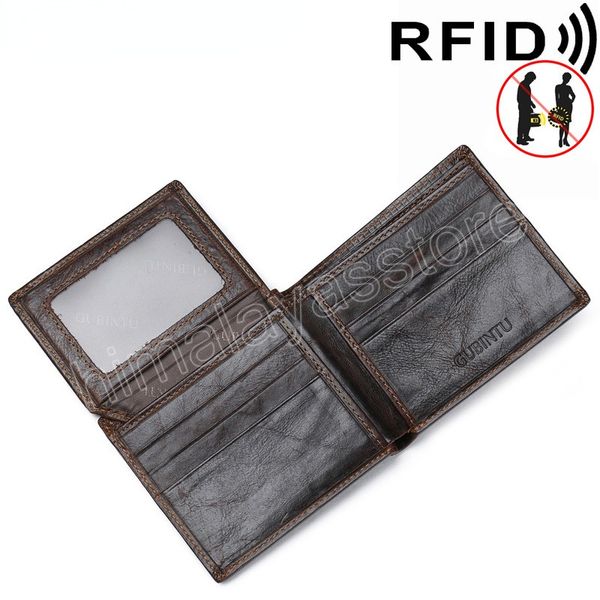 Portafoglio da uomo in vera pelle Protezione RFID Anti-magnetico Antifurto Porta carte minimalista retrò Portamonete ultrasottile