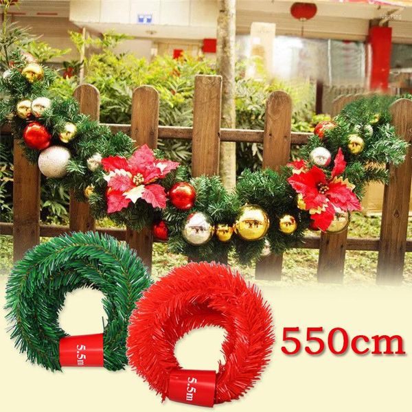 Dekorative Blumen Rattan Banner Künstliche Kiefer Tanne Kranz Girlande Weihnachtsbaum Tür Dekoration Für Zuhause Hängen Frohe Dekor