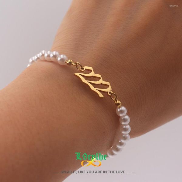 Strand Paslanmaz Çelik Takımı Melek Numarası Bilezikler 111 222 333 444 555 666 777 888 999 İnci Zinciri Braclelet Gotik Pulseras