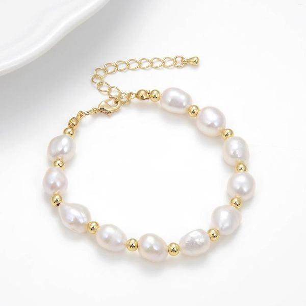 Strand Real água doce Irregular Pearl Bracelets for Women Natural Barroce Jewelry Bangles
