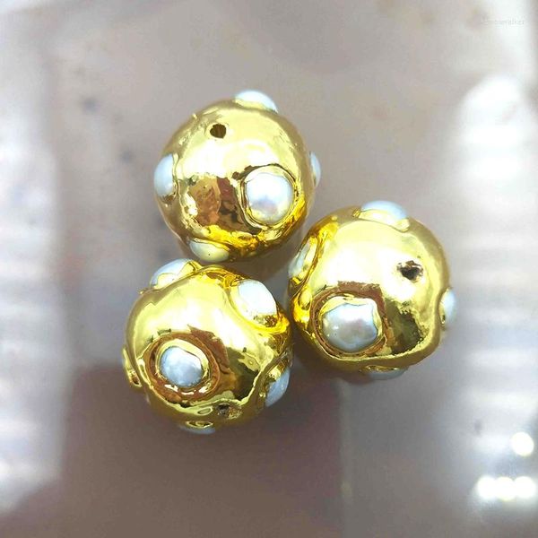 Anhänger Halsketten 5 stücke Natürliche Süßwasser Perle Lose Perlen Spacer Glänzend Gold Kupfer Überzogene Ozean Serie Für DIY Herstellung Halskette armband Y