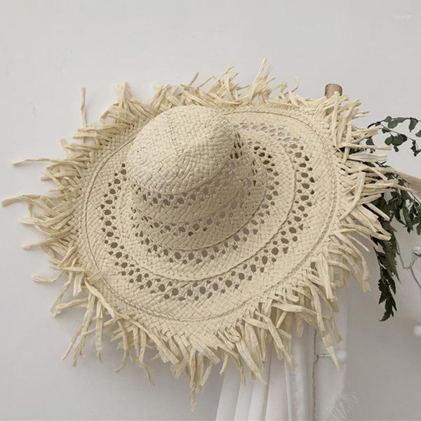 Breite Krempe Hüte Sommer Reise Sonnenhut Frauen Koreanische Hohl Urlaub Sonnencreme Casual Anti-Uv Kappe Weibliche Outdoor Strand Schutz H7399