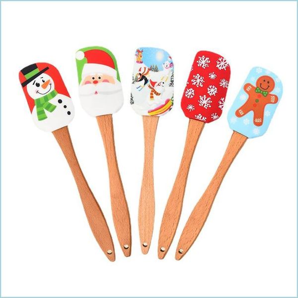 Andere Backformen Weihnachten Sile Scraper Weihnachtsbackformen Creme Butter Spata mit Holzgriff Geschenk zum Dekorieren Drop Delivery Home Dhjnk