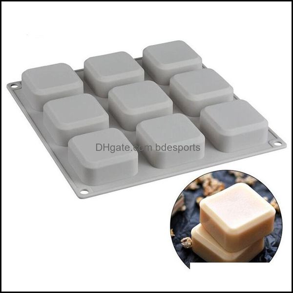 Kuchen-Werkzeuge, handgefertigte Sile-Formen, 9 Hohlräume, sichere Backformen, quadratisch, Seifenherstellung, Backwerkzeuge für Kuchen, Brot, Geräte, 621 V2 Drop Deli Dh24P