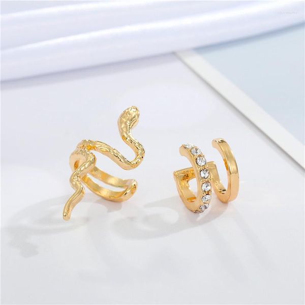 Orecchini posteriori 1PC Punk Big Snake Ear Cuffs Clip per donna Uomo Simple Zircon Round Circle No Piercing Fake Cartilagine Orecchino Gioielli