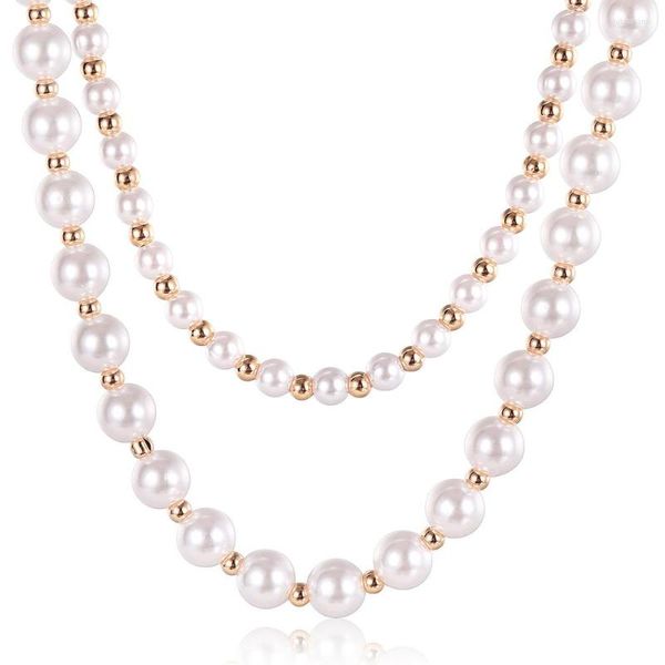 Cadeias Mulheres meninas elegantes 585 Rose Gold Colori Matação Pearl Chain Chain Fashion Festy Jewelry Gift 50-60cm DCN34