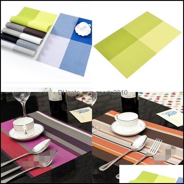 Mats Pads Striped Western Food Table Mats Pvc Anti Foing Heat Insating Rec Piatto impermeabile e ciotola Pad Tappetino stile europeo Fashion Dhlgc