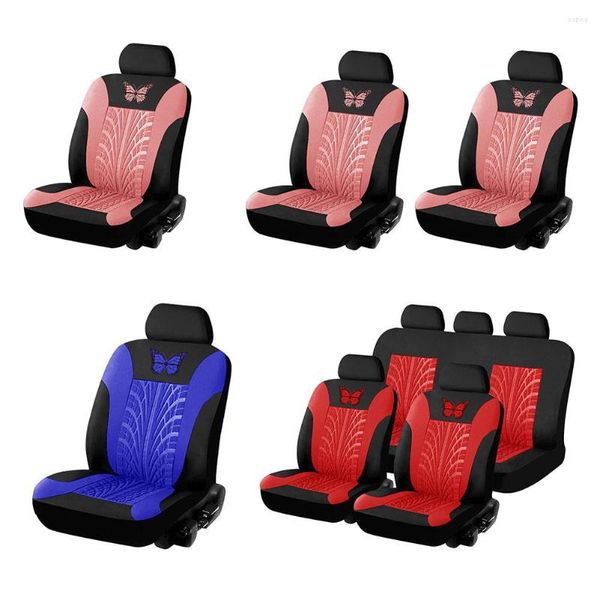 Coprisedili per auto Set di coperture Protezione automatica Farfalla Multicolor PU Pelle Pista per pneumatici Universale per accessori personali da esterno