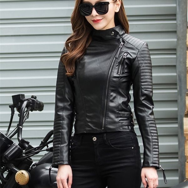 Damen Leder Faux Fitaylor Frühling Herbst Frauen Punk Jacke PU Jacken Basic Bomber Motorrad Schwarz Mantel 221111