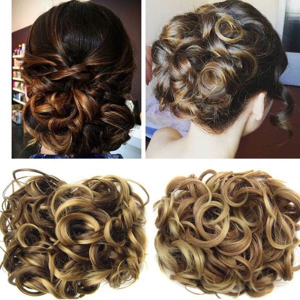 Synthetische Perücken Jeedou lockiges Haar Chignon Clip auf Hochsteckfrisuren Grau Mix Farbe Messy Bun Pad Damen Retro Cheongsam Stücke 221111