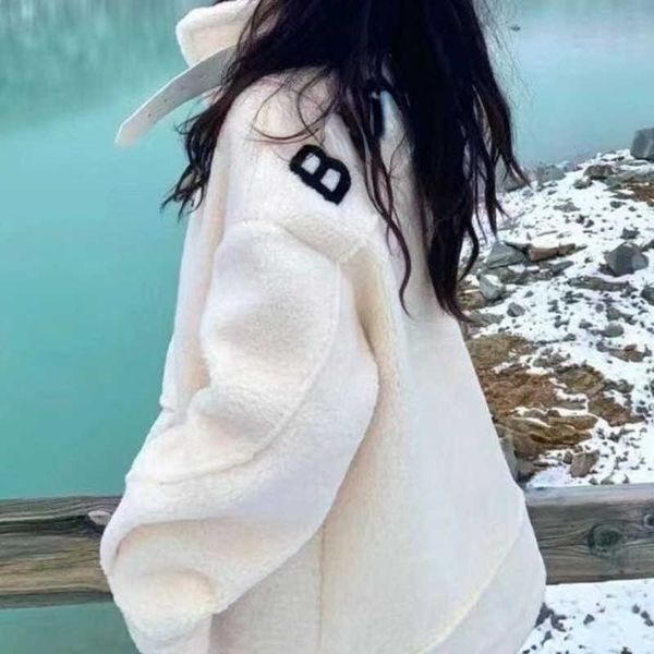Зимние женские куртки bb Дизайнерская куртка Белые шерстяные пальто Кардиган на молнии Парка Негабаритная теплая одежда для пар