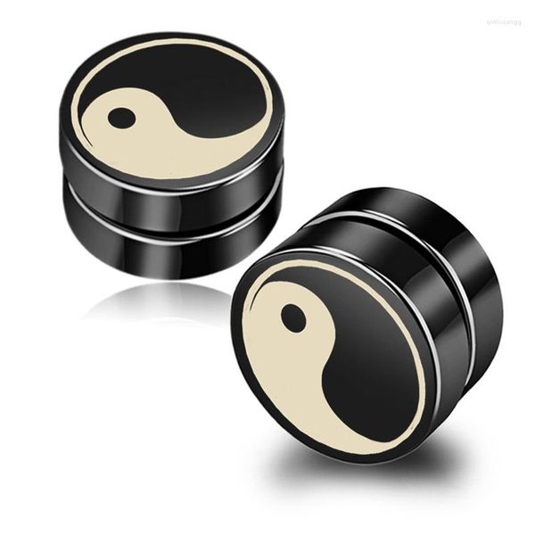 Rücken Ohrringe 2 Paar 4 Stück Es gibt kein Ohrloch Taichi Muster runder Magnet magnetischer magischer Clip-Ohrring für Männer Schmuck Großhandel