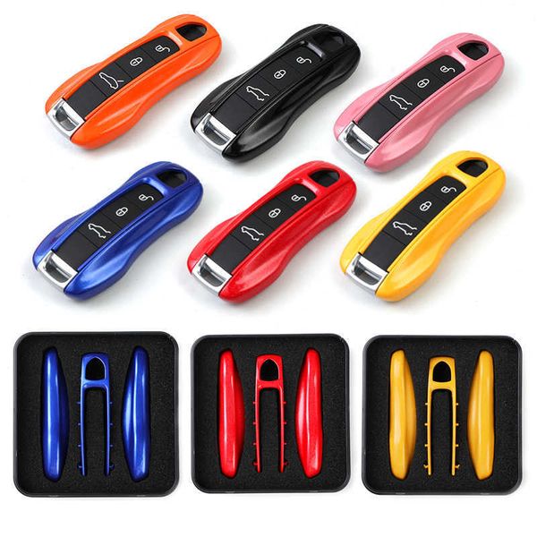 Autoschlüssel 3PCS Smart Key Shell Cover Hülle für Porsche New Cayenne Panamera 911 992 Taycan Car Key Case Car Accessoires Schutzhülle T221110