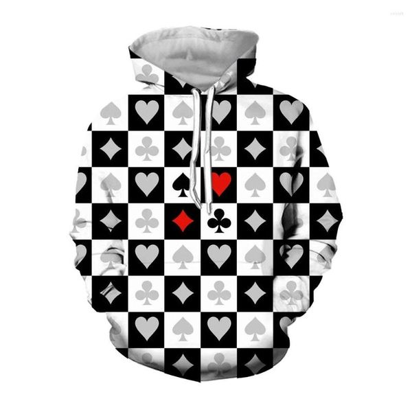 Herren Hoodies Jumeast 3D Poker Spiel Gedruckt Männer Lustige 2000er Jahre Ästhetische Känguru Tasche Hoody Harajuku Mode Kleidung Übergroße Mäntel