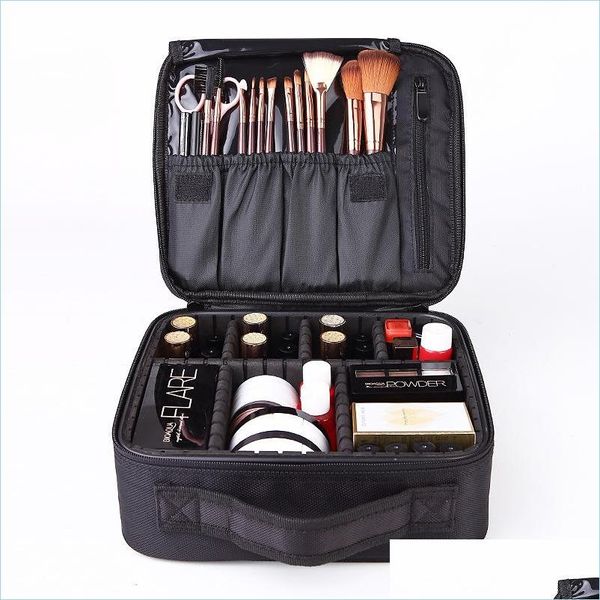 Borse portaoggetti Borsa da trucco portatile professionale Organizzatore cosmetico impermeabile da viaggio con divisori regolabili Drop Delivery Home Garde Dhfbq